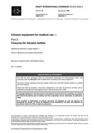 ISO 8536-2:2010 - Infusion equipment for medical use