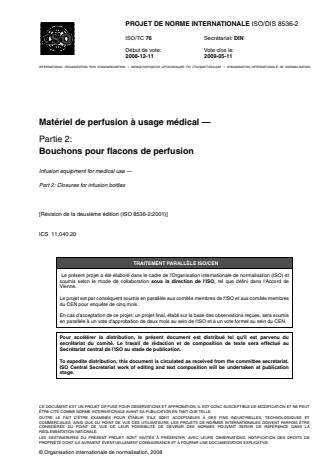 ISO 8536-2:2010 - Matériel de perfusion a usage médical