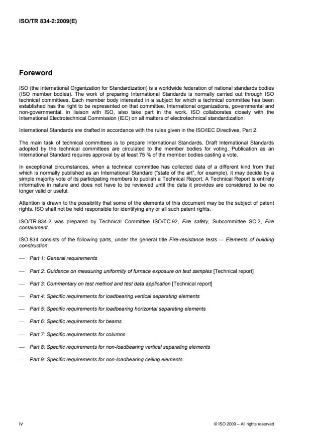 ISO/TR 834-2:2009 ISO/TR 834-2:2009 - Fire-resistance tests -- Elements of building construction - Page 4 preview