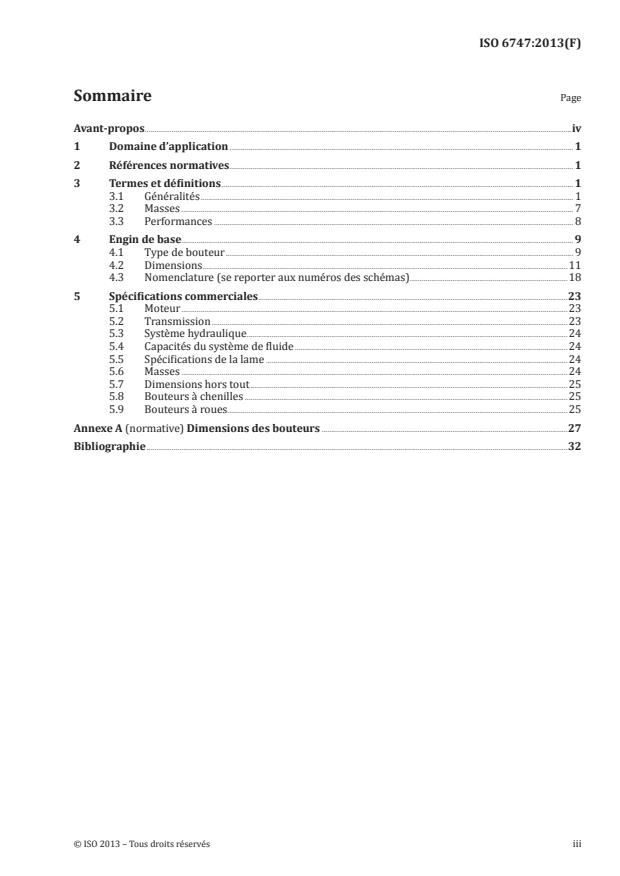 ISO 6747:2013 - Engins de terrassement -- Bouteurs -- Terminologie et spécifications commerciales