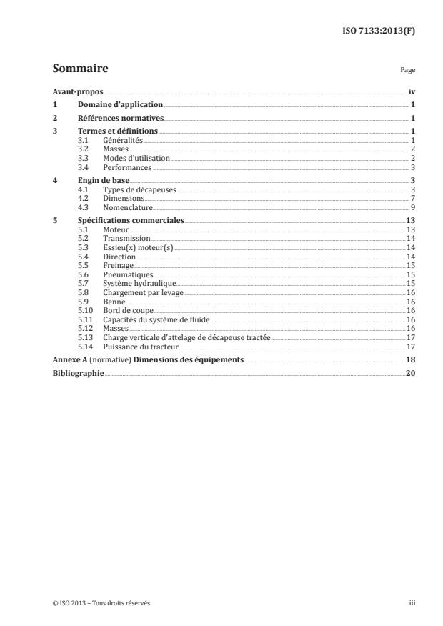 ISO 7133:2013 - Engins de terrassement -- Décapeuses -- Terminologie et spécifications commerciales