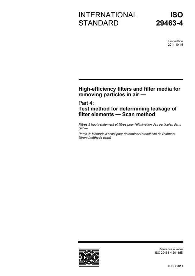 ISO 29463-4:2011 - High-efficiency filters and filter media for removing particles in air