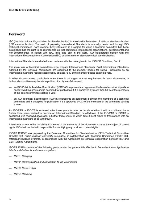 ISO/TS 17575-2:2010 ISO/TS 17575-2:2010 - Electronic fee collection -- Application interface definition for autonomous systems - Page 4 preview