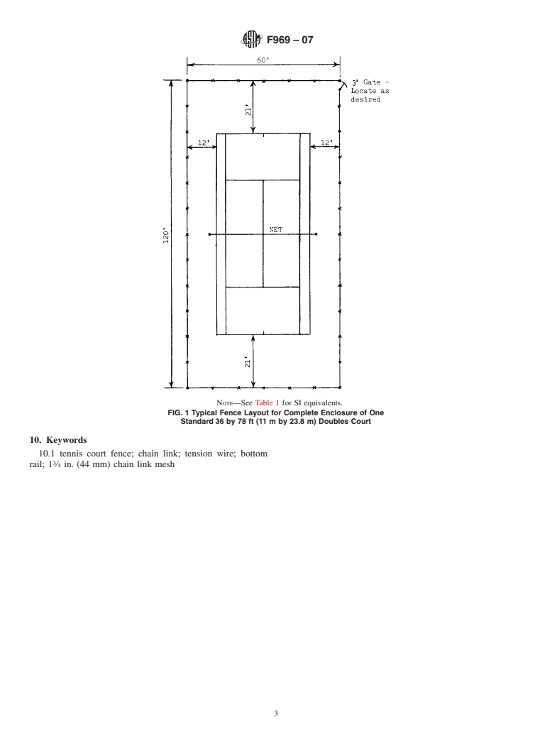 ASTM F969-07 - Standard Practice for Construction of Chain-Link Tennis Court Fence