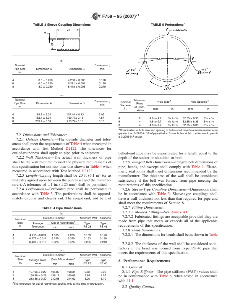 ASTM F758-95(2007)e1 - Standard Specification for Smooth-Wall Poly(Vinyl Chloride) (PVC) Plastic Underdrain Systems for Highway, Airport, and Similar Drainage