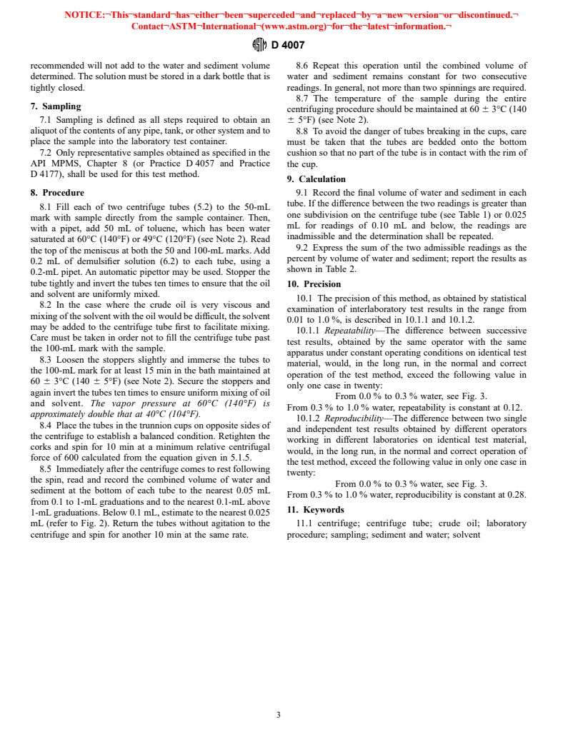 ASTM D4007-81(1995)e1 - Standard Test Method for Water and Sediment in Crude Oil by the Centrifuge Method (Laboratory Procedure)