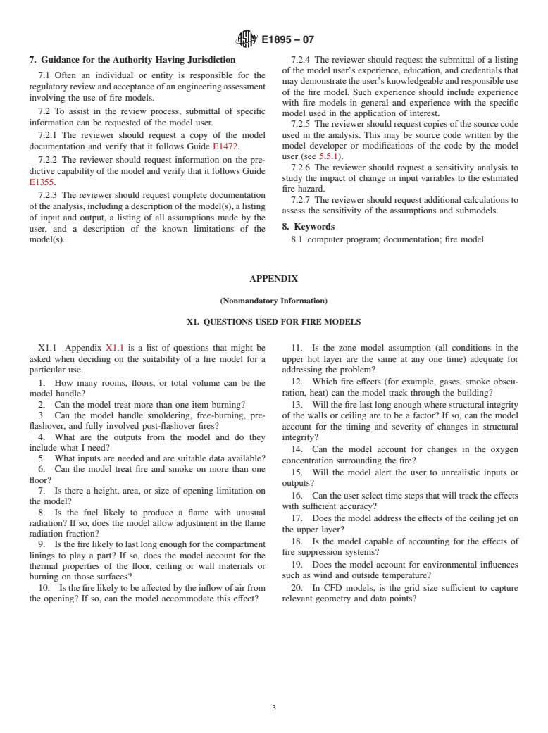 ASTM E1895-07 - Standard Guide for Determining Uses and Limitations of Deterministic Fire Models (Withdrawn 2011)