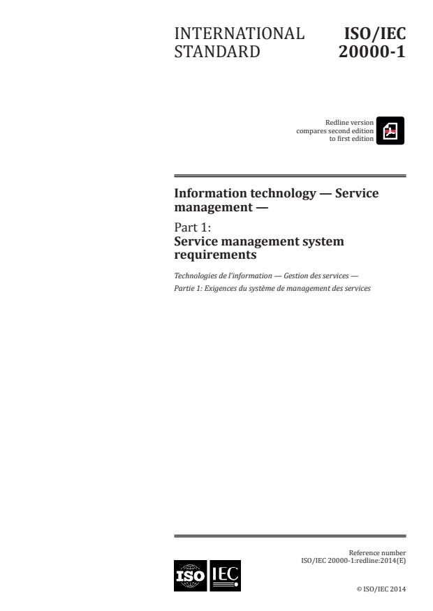 REDLINE ISO/IEC 20000-1:2011 - Information technology -- Service management