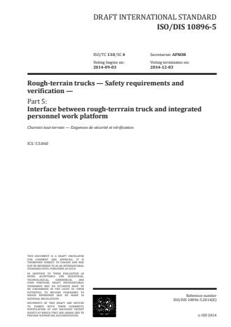 ISO 10896-5:2015 - Rough-terrain trucks -- Safety requirements and verification