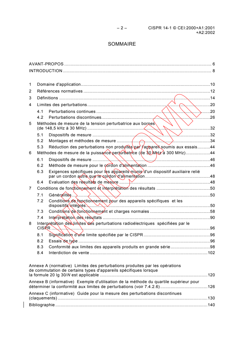 CISPR 14-1:2000 CISPR 14-1:2000+AMD1:2001+AMD2:2002 CSV - Compatibilité électromagnétique - Exigences pour les appareils électrodomestiques, outillages électriques et appareils analogues - Partie 1: Emission
Released:10/30/2002 - Page 4 preview