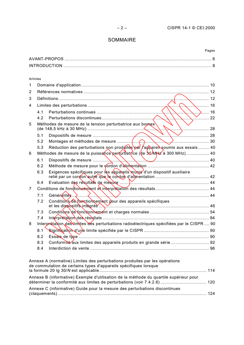 CISPR 14-1:2000 CISPR 14-1:2000 - Electromagnetic compatibility - Requirements for household appliances , electric tools and similar apparatus - Part 1: Emission
Released:3/30/2000
Isbn:2831851904 - Page 4 preview
