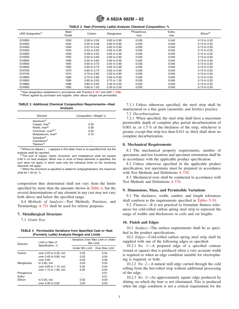 ASTM A682/A682M-02 - Standard Specification for Steel, Strip, High-Carbon, Cold-Rolled, General Requirements For