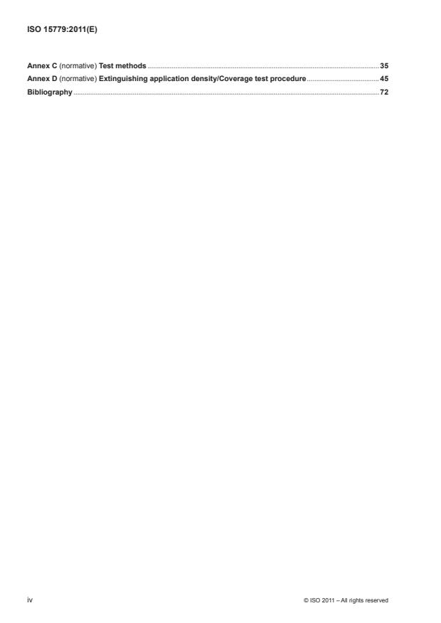 ISO 15779:2011 ISO 15779:2011 - Condensed aerosol fire extinguishing systems -- Requirements and test methods for components and system design, installation and maintenance -- General requirements - Page 4 preview