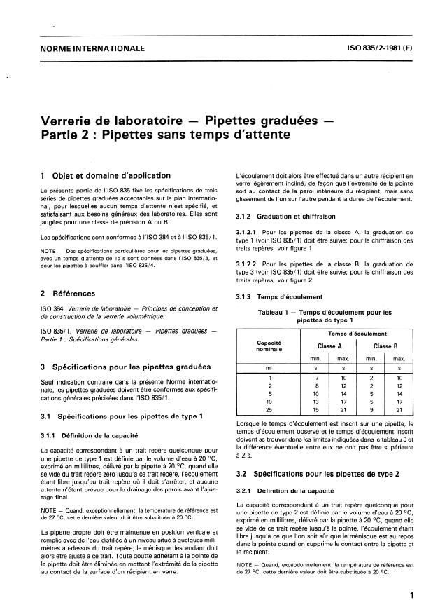 ISO 835-2:1981 - Verrerie de laboratoire -- Pipettes graduées