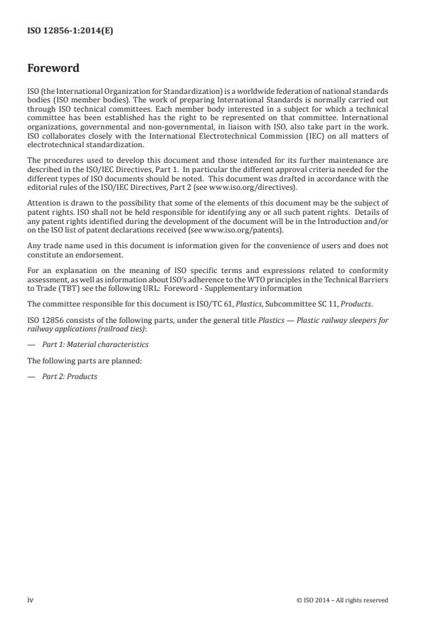 ISO 12856-1:2014 ISO 12856-1:2014 - Plastics -- Plastic railway sleepers for railway applications (railroad ties) - Page 4 preview