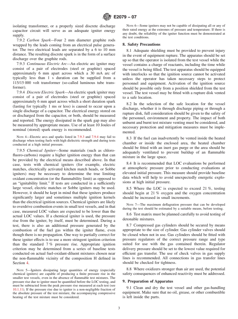 ASTM E2079-07 - Standard Test Methods for Limiting Oxygen (Oxidant) Concentration in Gases and Vapors