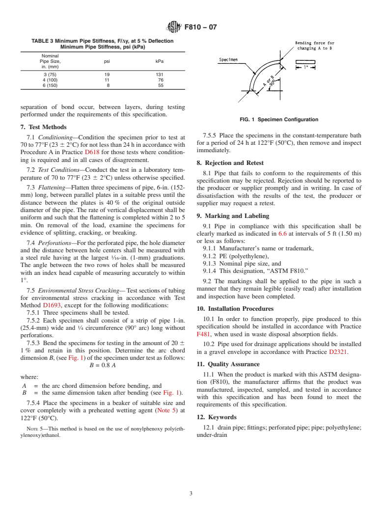 ASTM F810-07 - Standard Specification for Smoothwall Polyethylene (PE) Pipe for Use in Drainage and Waste Disposal Absorption Fields