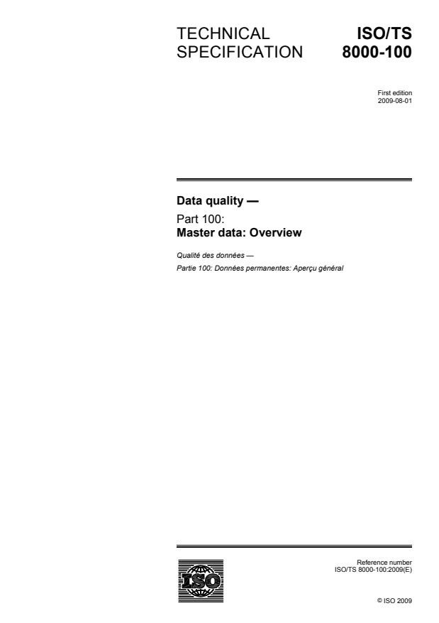 ISO/TS 8000-100:2009 - Data quality