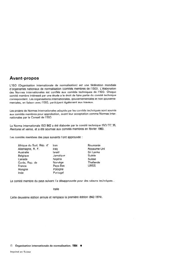 ISO 842:1984 ISO 842:1984 - Matieres premieres pour peintures et vernis -- Échantillonnage - Page 2 preview