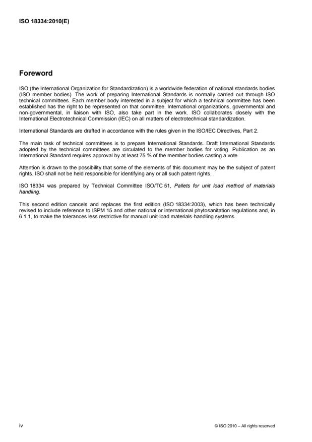 ISO 18334:2010 ISO 18334:2010 - Pallets for materials handling -- Quality of assembly of new wooden pallets - Page 4 preview