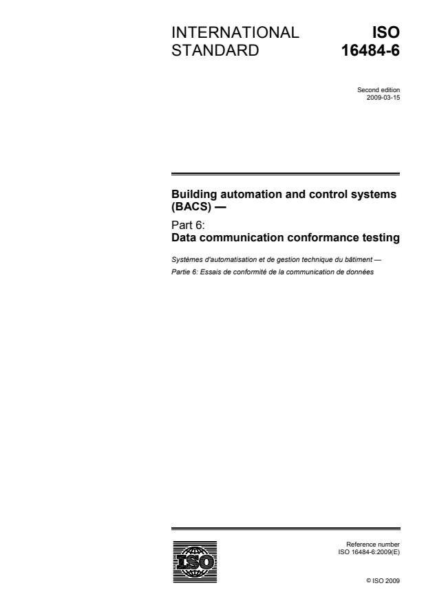 ISO 16484-6:2009 - Building automation and control systems (BACS)