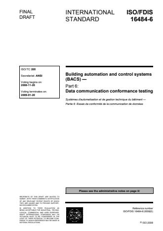 ISO 16484-6:2009 - Building automation and control systems (BACS)
