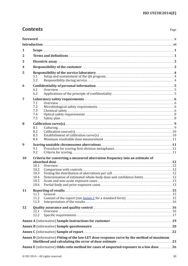 ISO 19238:2014 - Radiological protection -- Performance criteria for service laboratories performing biological dosimetry by cytogenetics