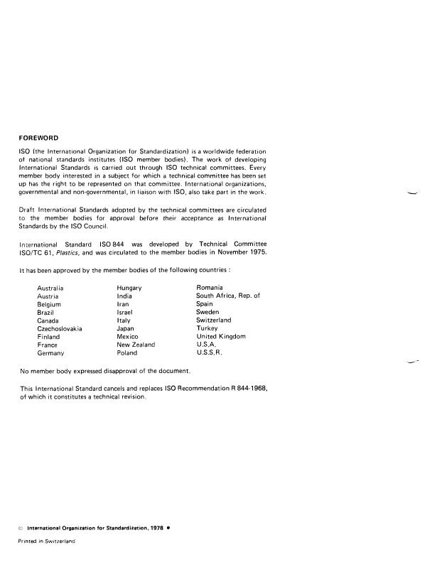 ISO 844:1978 ISO 844:1978 - Cellular plastics -- Compression test of rigid materials - Page 2 preview