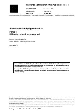 ISO 12913-1:2014 - Acoustique -- Paysage sonore