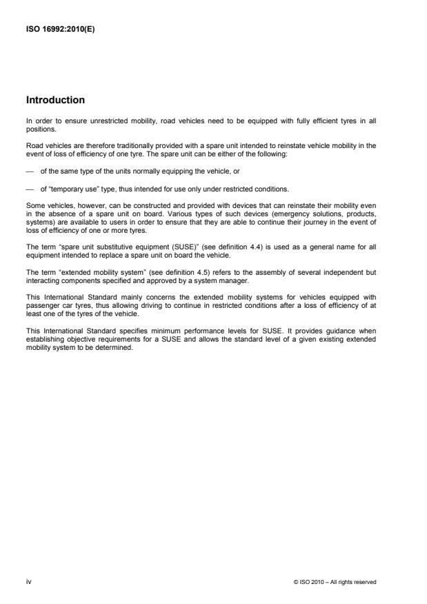 ISO 16992:2010 ISO 16992:2010 - Passenger car tyres -- Spare unit substitutive equipment (SUSE) - Page 4 preview