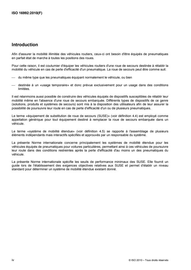 ISO 16992:2010 ISO 16992:2010 - Pneumatiques pour voitures particulieres -- Équipements de substitution de roue de secours (SUSE) - Page 4 preview