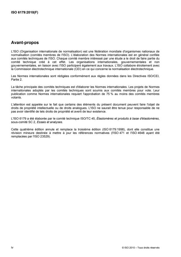 ISO 6179:2010 ISO 6179:2010 - Caoutchouc vulcanisé ou thermoplastique -- Feuilles de caoutchouc et supports textiles revetus de caoutchouc -- Détermination du taux de transmission des liquides volatils (technique gravimétrique) - Page 4 preview