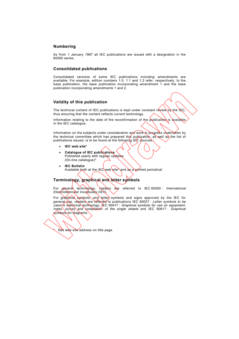 IEC 60738-1-2:1998 IEC 60738-1-2:1998 - Thermistors - Directly heated positive step-function temperature coefficient - Part 1-2: Blank detail specification - Heating element application - Assessmen level EZ
Released:12/10/1998
Isbn:2831845785 - Page 2 preview