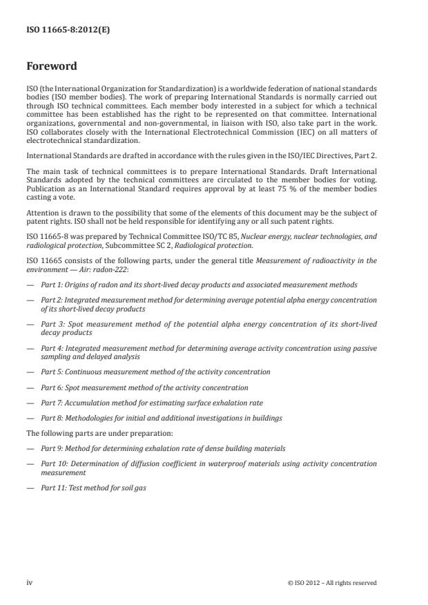 ISO 11665-8:2012 ISO 11665-8:2012 - Measurement of radioactivity in the environment -- Air: radon-222 - Page 4 preview