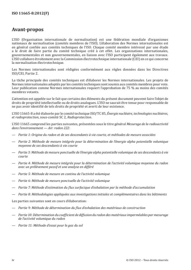 ISO 11665-8:2012 ISO 11665-8:2012 - Mesurage de la radioactivité dans l'environnement -- Air: radon 222 - Page 4 preview
