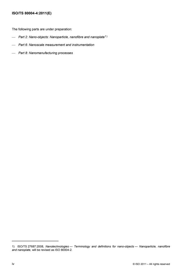ISO/TS 80004-4:2011 ISO/TS 80004-4:2011 - Nanotechnologies -- Vocabulary - Page 4 preview