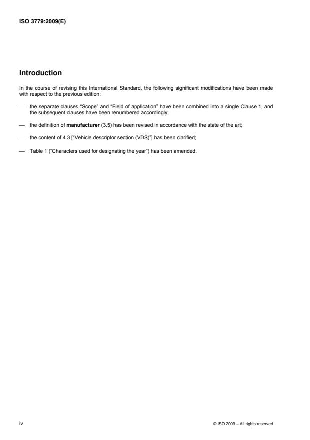 ISO 3779:2009 ISO 3779:2009 - Road vehicles -- Vehicle identification number (VIN) -- Content and structure - Page 4 preview