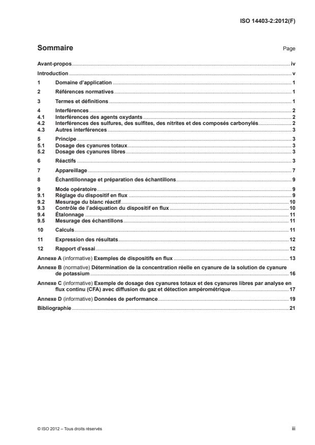ISO 14403-2:2012 - Qualité de l'eau -- Dosage des cyanures totaux et des cyanures libres par analyse en flux (FIA et CFA)