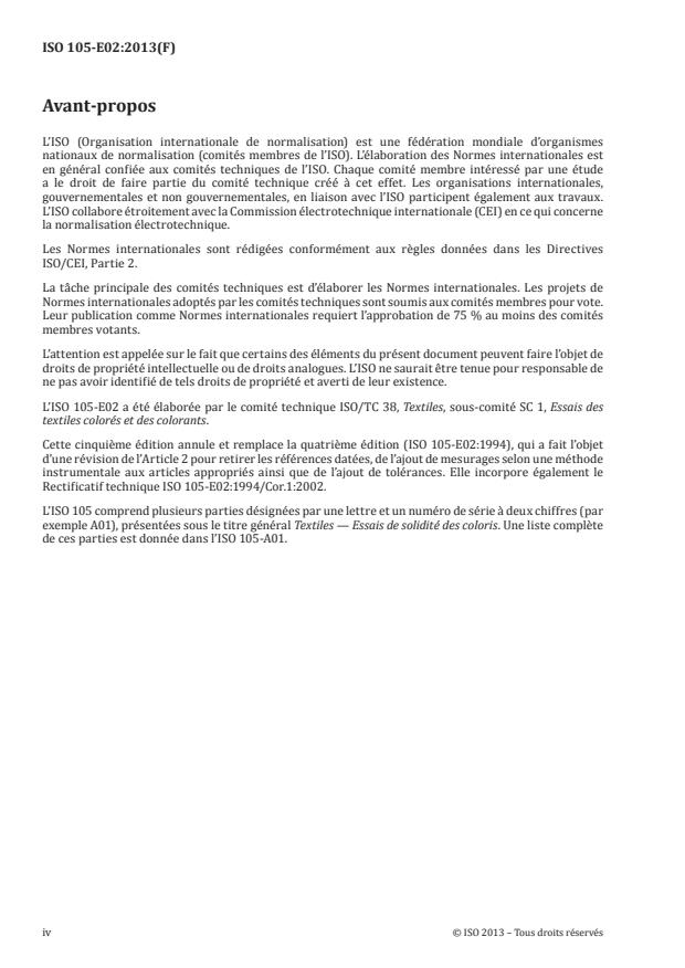 ISO 105-E02:2013 ISO 105-E02:2013 - Textiles -- Essais de solidité des coloris - Page 4 preview