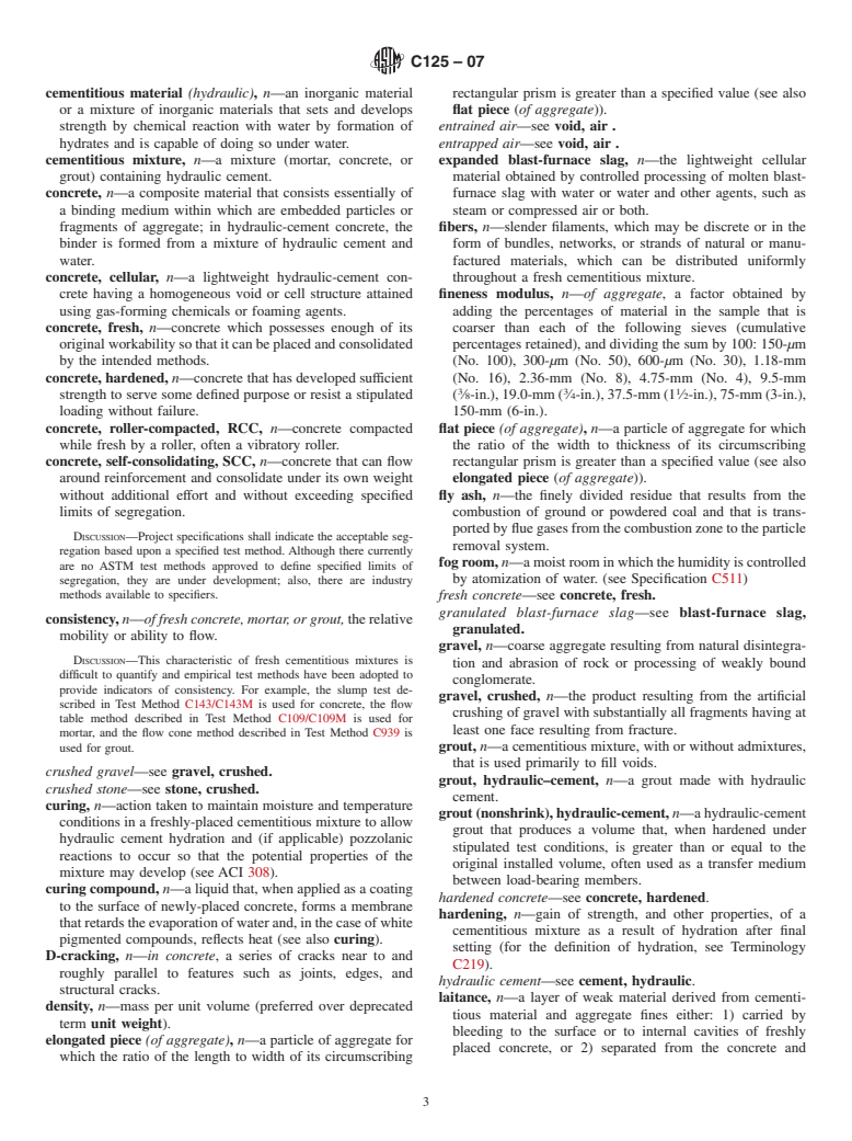 ASTM C125-07 - Standard Terminology Relating to Concrete and Concrete Aggregates