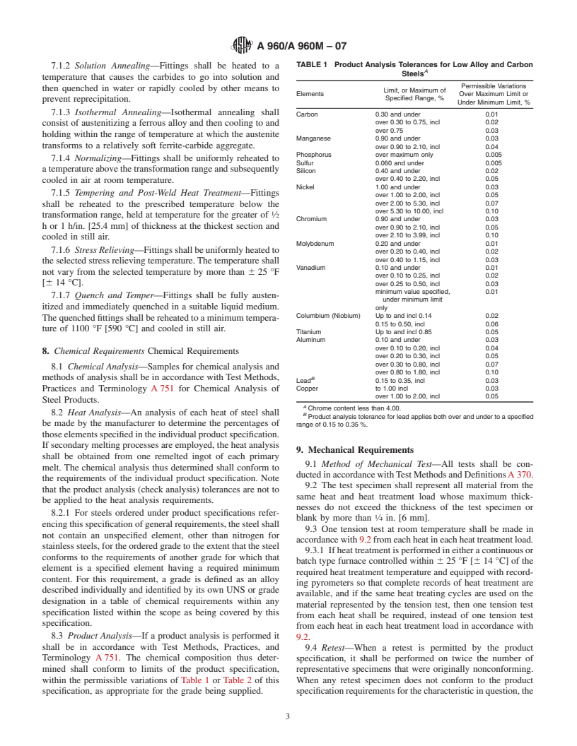 ASTM A960/A960M-07 - Standard Specification for Common Requirements for Wrought Steel Piping Fittings