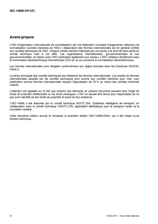ISO 14906:2011 ISO 14906:2011 - Perception du télépéage -- Définition de l'interface d'application relative aux communications dédiées a courte portée - Page 4 preview