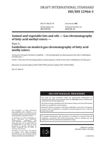 ISO 12966-1:2014 - Animal and vegetable fats and oils -- Gas chromatography of fatty acid methyl esters