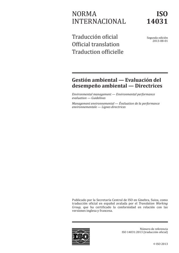 ISO 14031:2013 - Environmental management -- Environmental performance evaluation -- Guidelines