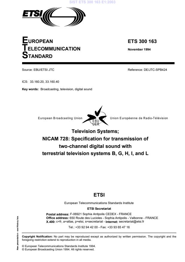 ETS 300 163 E1:2003