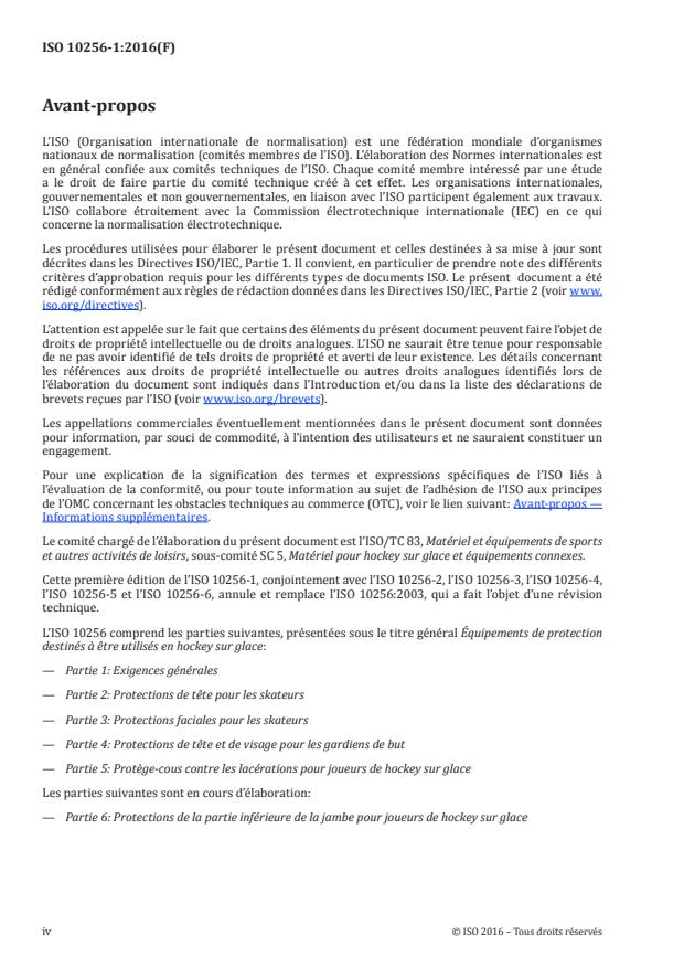 ISO 10256-1:2016 ISO 10256-1:2016 - Équipements de protection destinés a etre utilisés en hockey sur glace - Page 4 preview