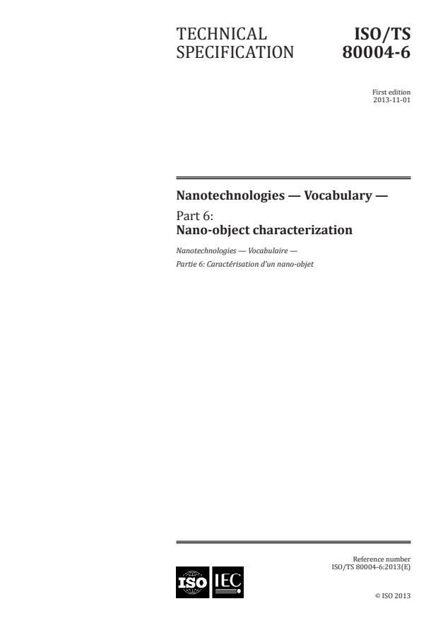 ISO/TS 80004-6:2013 - Nanotechnologies -- Vocabulary