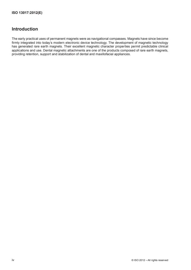 ISO 13017:2012 ISO 13017:2012 - Dentistry -- Magnetic attachments - Page 4 preview