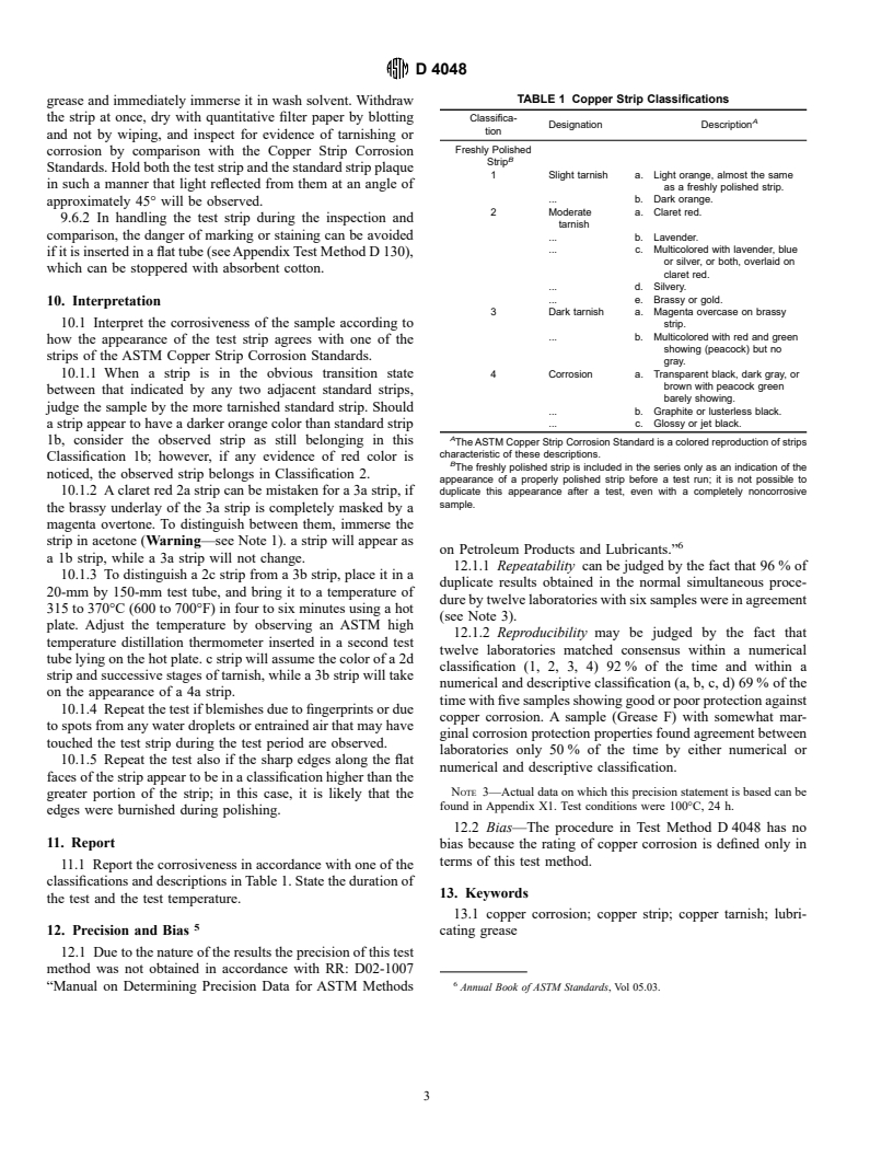 ASTM D4048-97 - Standard Test Method for Detection of Copper Corrosion from Lubricating Grease