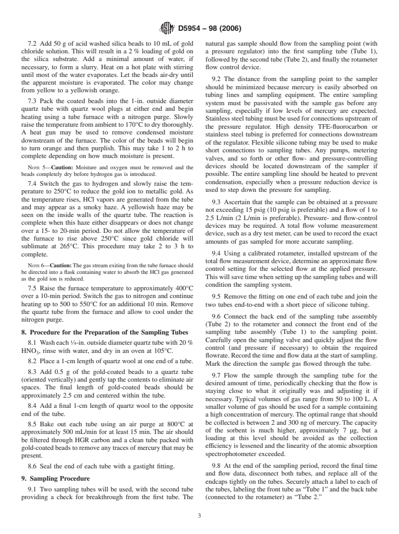 ASTM D5954-98(2006) - Standard Test Method for Mercury Sampling and Measurement in Natural Gas by Atomic Absorption Spectroscopy